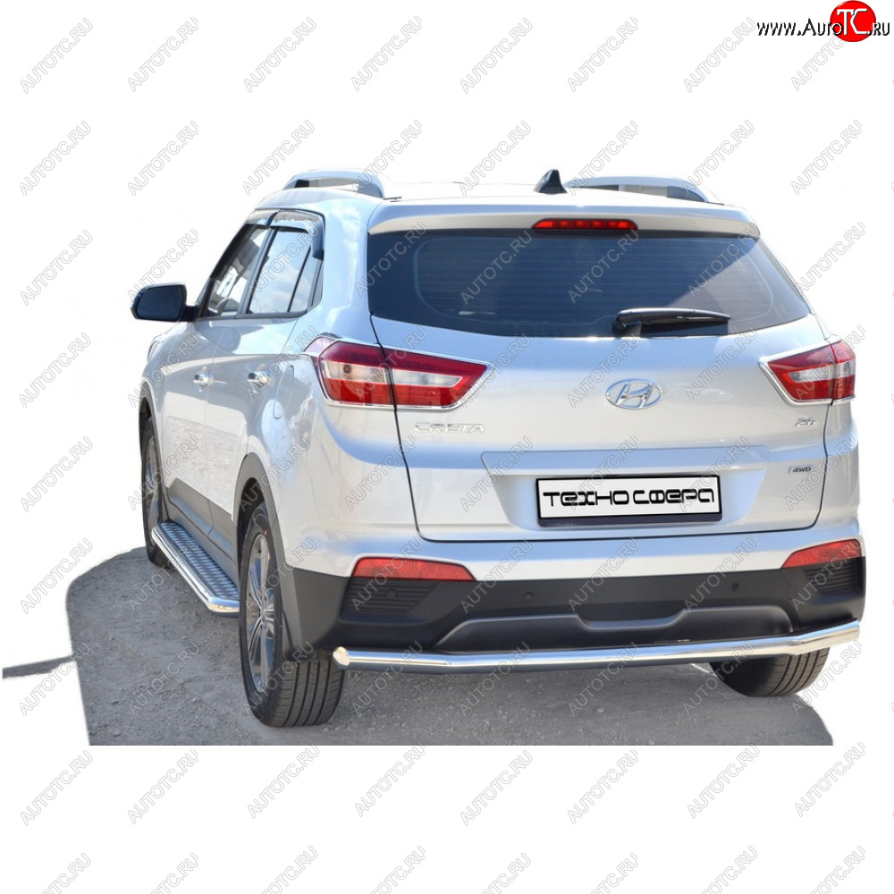 7 999 р. Защита заднего бампера d63,5 Техно Сфера Hyundai Creta GS дорестайлинг (2015-2019) (черный глянцевый)  с доставкой в г. Владивосток