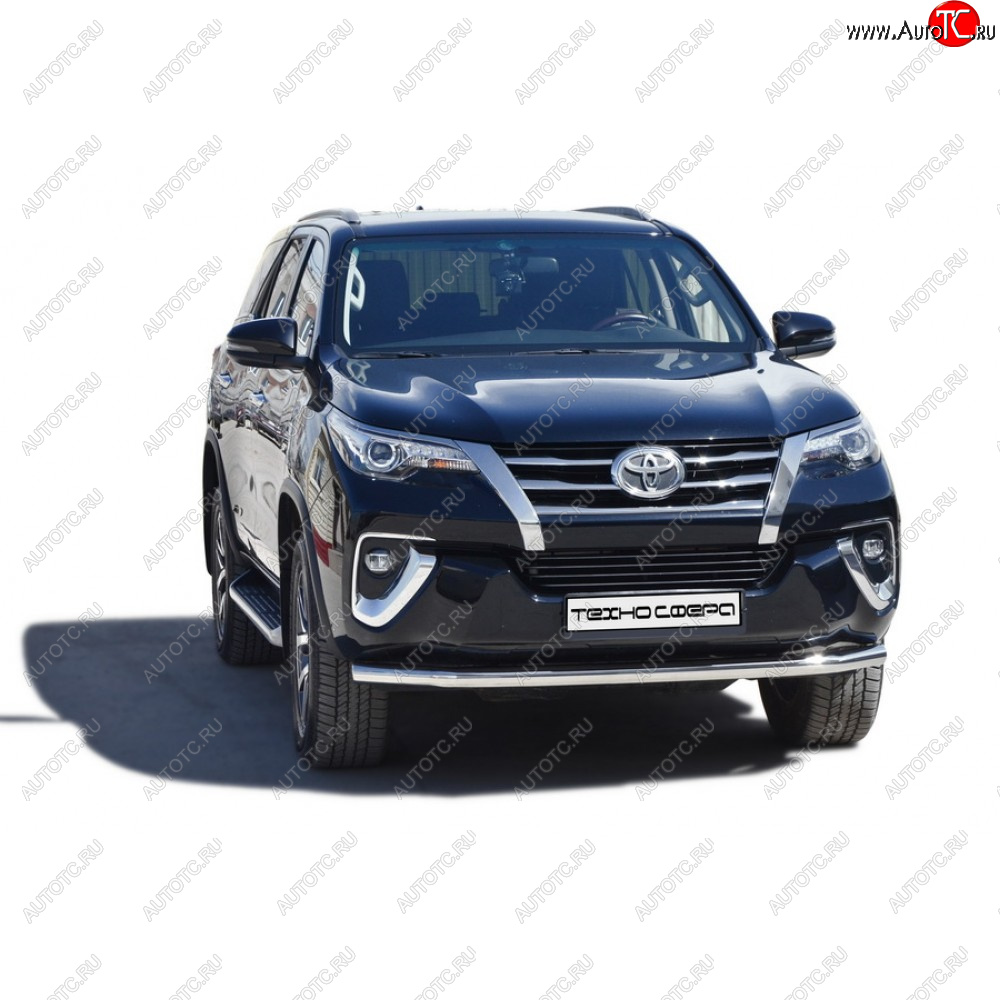 32 999 р. Защита переда труба нержавейка d63.5, Техно сфера  Toyota Fortuner ( AN50/AN60,  AN160) (2004-2025) дорестайлинг, 1-ый рестайлинг, 2-ой рестайлинг, дорестайлинг, рестайлинг (Нержавейка)  с доставкой в г. Владивосток