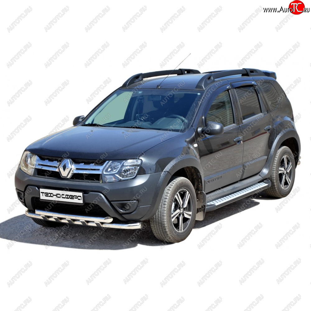 24 999 р. Защита переда труба двойна нержавейка d63.5, Техно Сфера  Renault Duster ( HS,  HM) (2010-2024) дорестайлинг, рестайлинг, рестайлинг (Нержавейка)  с доставкой в г. Владивосток