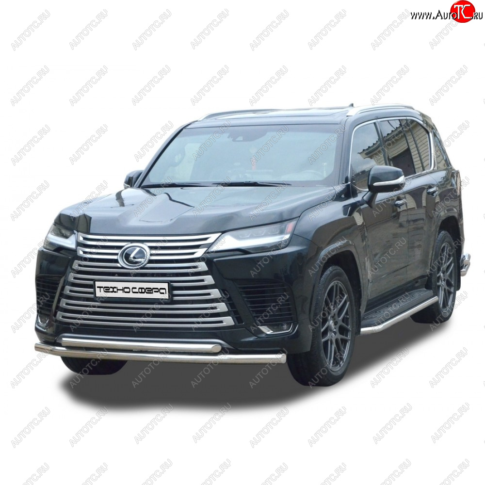 36 999 р. Защита переда труба двойная нержавейка d63, d51, Техно Сфера  Lexus LX600  J310 (2021-2022) (Нержавейка)  с доставкой в г. Владивосток