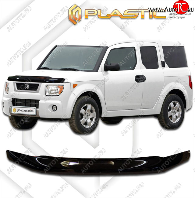 1 999 р. Дефлектор капота CA-Plastic  Honda Element  1 (2003-2008) YH дорестайлинг, YH 1-ый рестайлинг (classic черный, без надписи)  с доставкой в г. Владивосток