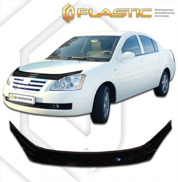 2 079 р. Дефлектор капота CA-Plastic  Chery Fora  A21 (2006-2010) (Classic черный, с надписью)  с доставкой в г. Владивосток. Увеличить фотографию 1