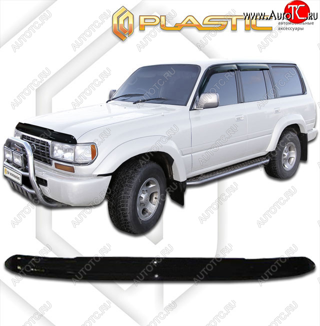 1 999 р. Дефлектор капота CA-Plastic  Lexus LX450  J80 (1995-1997) (Classic черный, с надписью)  с доставкой в г. Владивосток