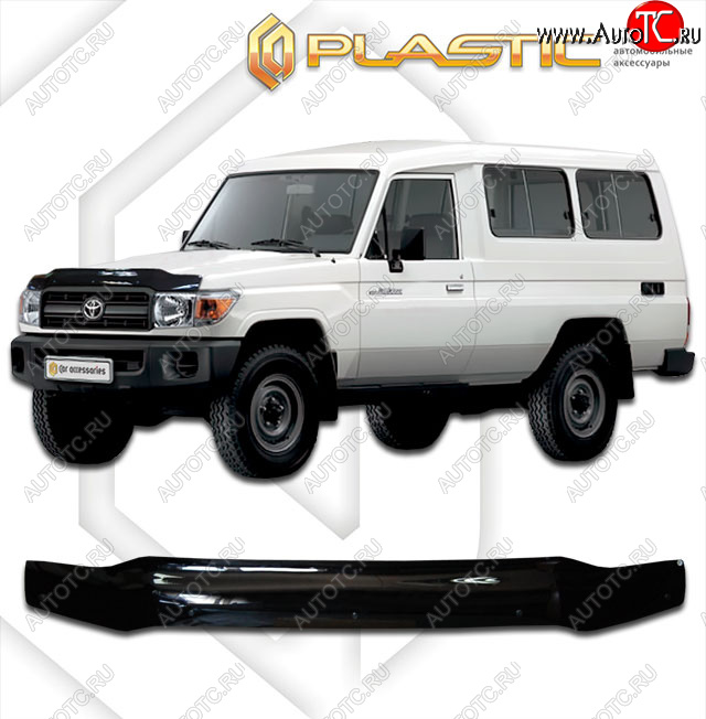 1 979 р. Дефлектор капота CA-Plastic  Toyota Land Cruiser  78 (2007-2023) 3 дв. 3-ий рестайлинг (classic черный, без надписи)  с доставкой в г. Владивосток