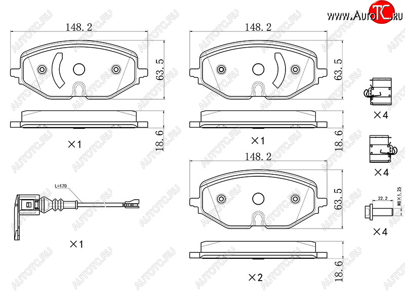 1 769 р. Колодки тормозные перед FL-FR SAT  Skoda Octavia  A8 (2019-2022), Volkswagen Golf  8 (2019-2024) (с датчиком износа и крепления)  с доставкой в г. Владивосток