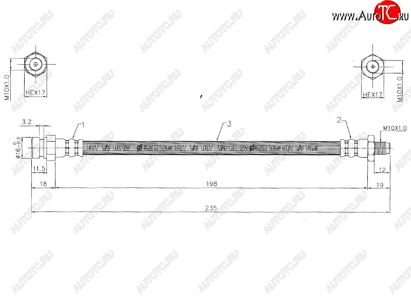 859 р. Шланг тормозной задний LH=RH SAT  Mitsubishi Lancer  9 - Outlander  CU  с доставкой в г. Владивосток