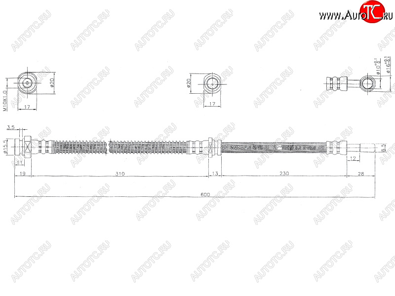 999 р. Шланг тормозной перед (Таиланд) LH=RH SAT Mitsubishi Outlander CW0W дорестайлинг (2005-2010)  с доставкой в г. Владивосток