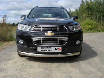 Решетка радиатора верхняя 12мм ТСС Тюнинг Chevrolet (Шевролет) Captiva (Каптива) (2011-2013) 1-ый рестайлинг