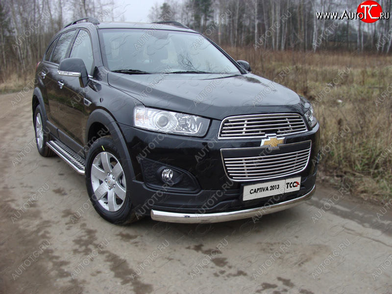 17 749 р. Защита переднего бампера овальная 75х42 мм ТСС тюнинг Chevrolet Captiva 2-ой рестайлинг (2013-2016) (нержавейка)  с доставкой в г. Владивосток