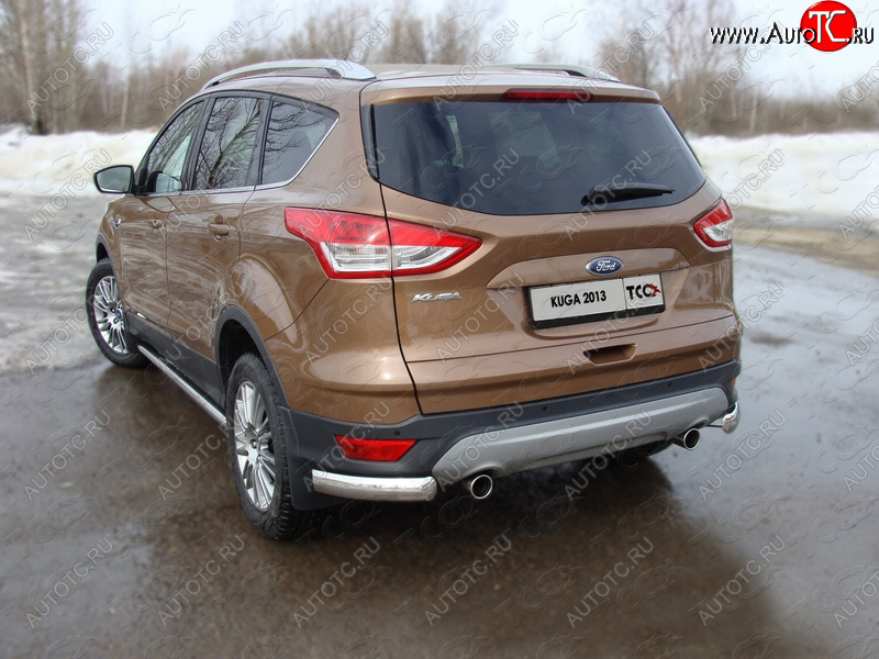 12 999 р. Защита задняя уголки овальные 75х42 мм, ТСС Тюнинг Ford Kuga 2 дорестайлинг (2013-2016)  с доставкой в г. Владивосток