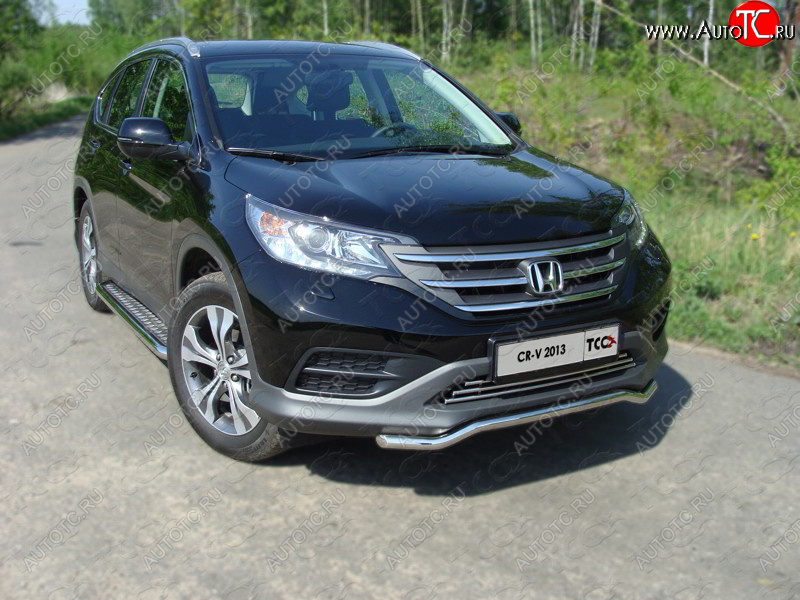 10 949 р. Защита переднего бампера кенгурин короткий d42,4 мм ТСС Тюнинг Honda CR-V RM1,RM3,RM4 дорестайлинг (2012-2015) (нержавейка)  с доставкой в г. Владивосток