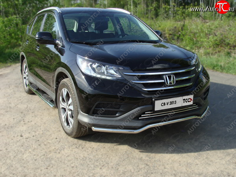 28 849 р. Пороги овальные с накладкой 120х60 мм ТСС Тюнинг  Honda CR-V  RM1,RM3,RM4 (2012-2015) дорестайлинг (серые)  с доставкой в г. Владивосток