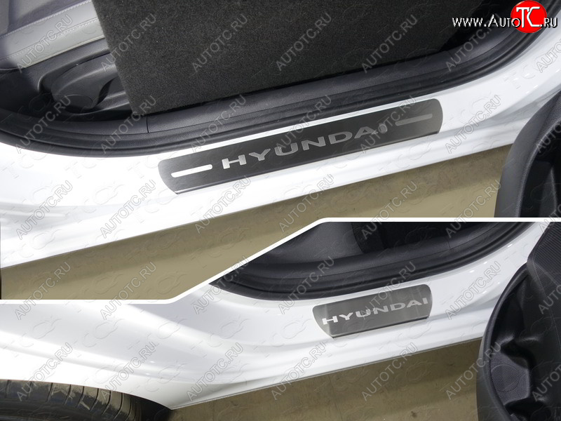 4 699 р. Накладки на пороги (4шт) ТСС Тюнинг  Hyundai I30  3 PD - I30 Fastback  PD (лист шлифованный надпись Hyundai )  с доставкой в г. Владивосток