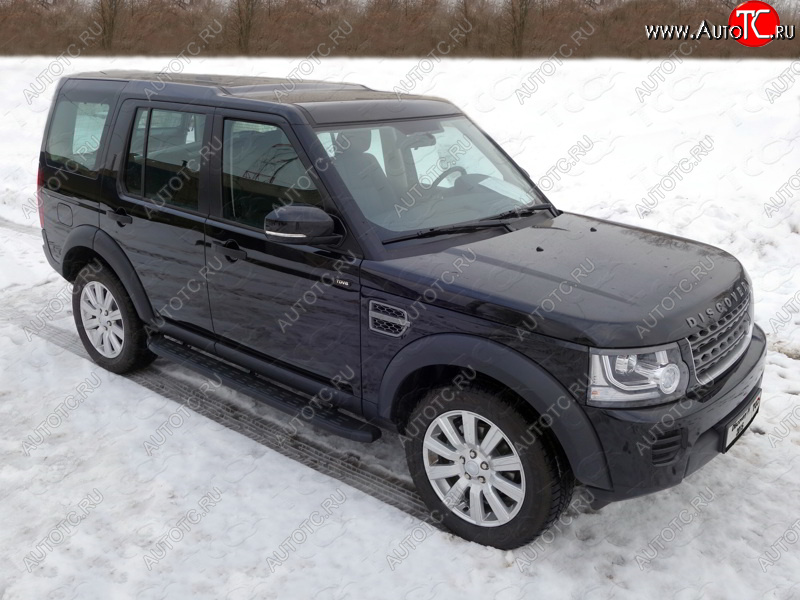 21 349 р. Пороги алюминиевые с пластиковой накладкой ТСС Тюнинг  Land Rover Discovery  4 L319 (2009-2016) (карбон черные)  с доставкой в г. Владивосток