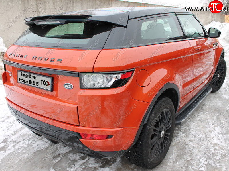 21 349 р. Пороги алюминиевые с пластиковой накладкой ТСС Тюнинг  Land Rover Range Rover Evoque  1 L538 (2015-2018) рестайлинг 3 дв. (карбон серые)  с доставкой в г. Владивосток