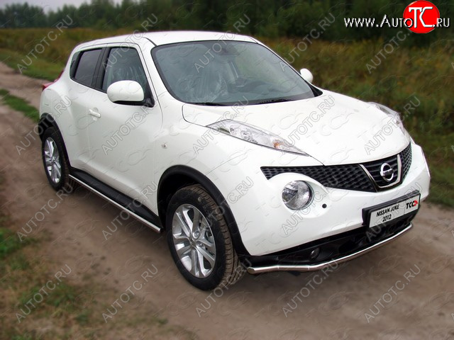 10 949 р. Защита переднего бампера нижняя d42,4 мм ТСС Тюнинг Nissan Juke 1 YF15 дорестайлинг (2010-2014) (нержавейка)  с доставкой в г. Владивосток