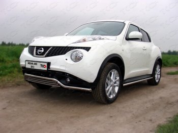 Защита переднего бампера кенгурин 42,4*16 мм ТСС Тюнинг Nissan (Нисан) Juke (Жук)  1 YF15 (2010-2014) 1 YF15 дорестайлинг  (нержавейка)