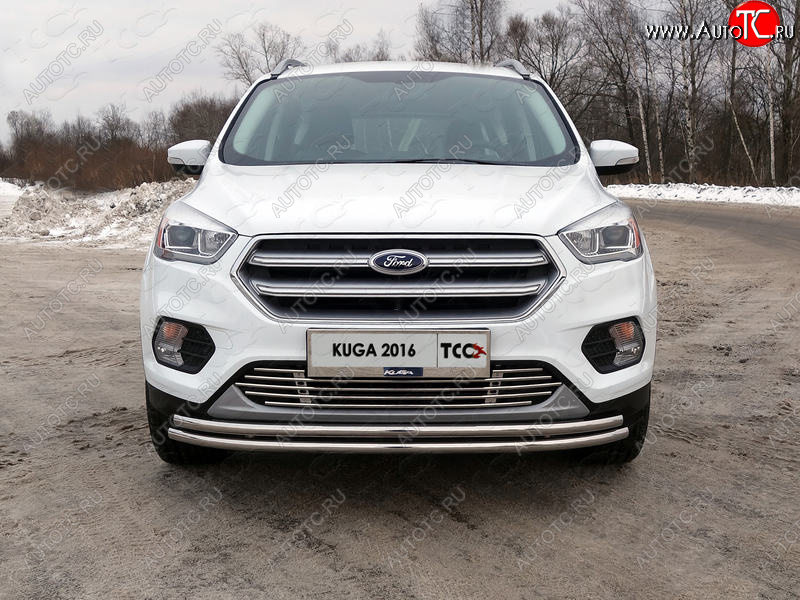 6 449 р. Рамка гос. номера ТСС Тюнинг  Ford Kuga  2 (2016-2019) рестайлинг (нержавейка)  с доставкой в г. Владивосток