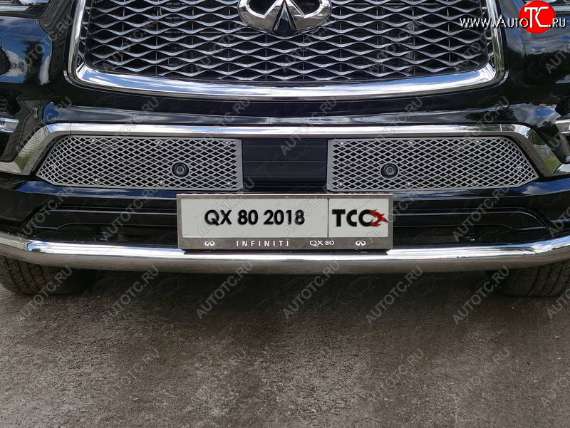 6 449 р. Рамка гос. номера ТСС Тюнинг  INFINITI QX80  Z62 (2018-2024) 2-ой рестайлинг (нержавейка)  с доставкой в г. Владивосток