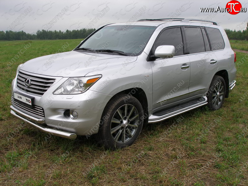 14 449 р. Защита порогов алюминий 42,4 мм, ТСС Тюнинг  Lexus LX570  J200 (2007-2012) дорестайлинг  с доставкой в г. Владивосток