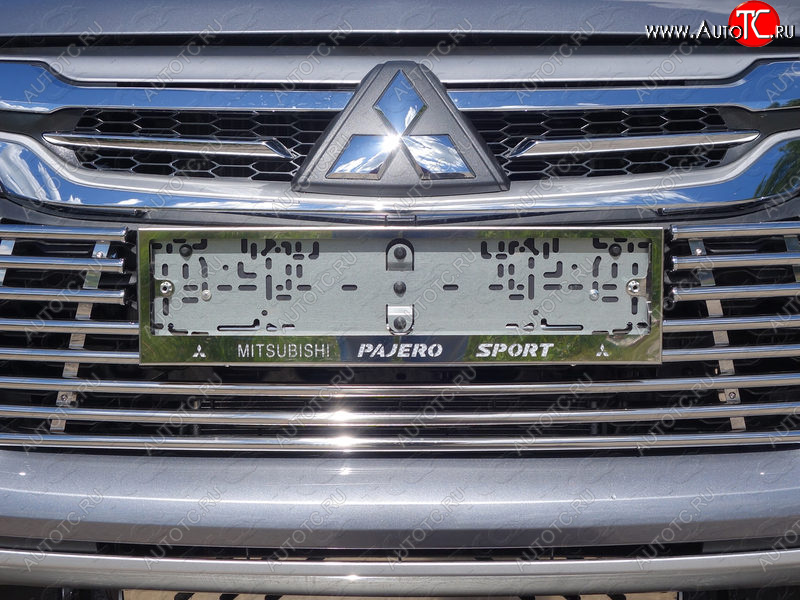 6 449 р. Рамка гос. номера ТСС Тюнинг  Mitsubishi Pajero Sport  QE (2015-2021) дорестайлинг (нержавейка)  с доставкой в г. Владивосток