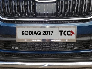 5 999 р. Рамка гос. номера ТСС Тюнинг  Skoda Kodiaq  NU7 (2017-2021) дорестайлинг (нержавейка)  с доставкой в г. Владивосток. Увеличить фотографию 1