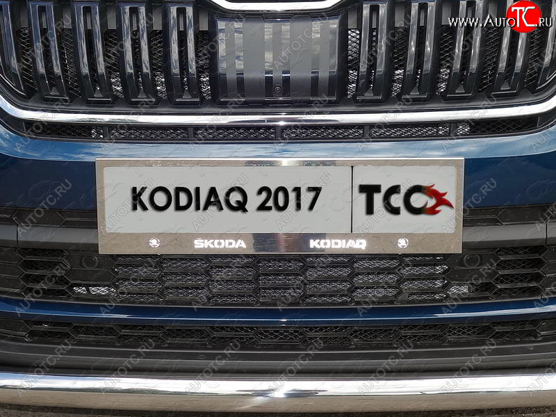 5 999 р. Рамка гос. номера ТСС Тюнинг  Skoda Kodiaq  NU7 (2017-2021) дорестайлинг (нержавейка)  с доставкой в г. Владивосток