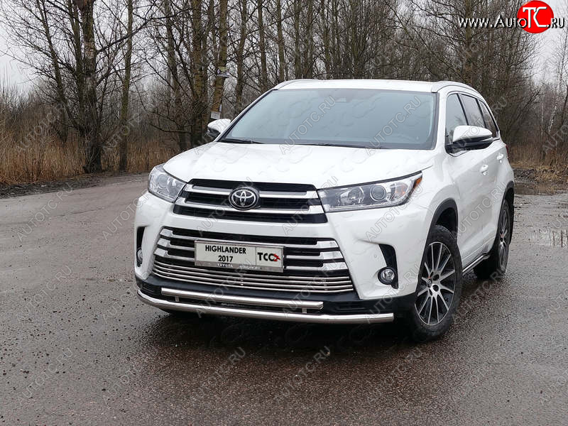 6 449 р. Рамка гос. номера ТСС Тюнинг  Toyota Highlander  XU50 (2016-2020) рестайлинг (нержавейка)  с доставкой в г. Владивосток