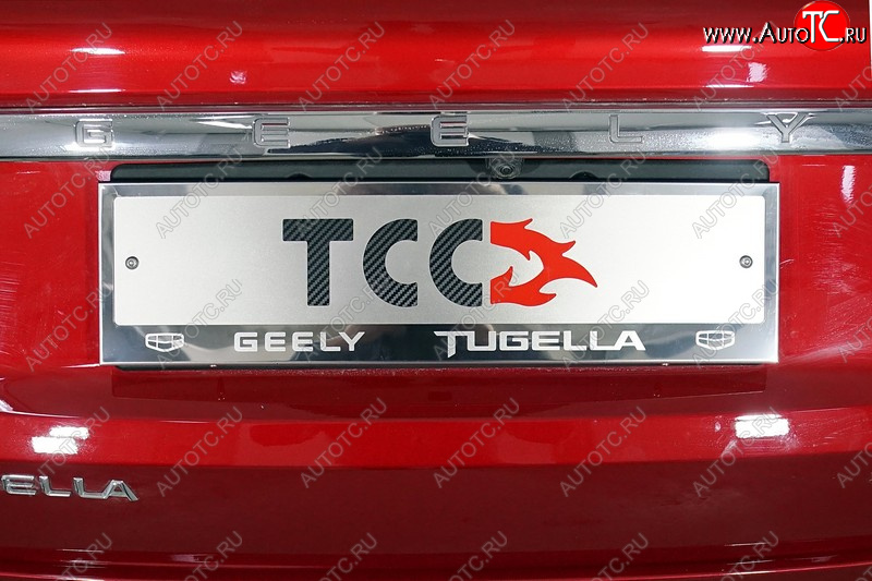 4 999 р. Рамка гос. номера ТСС Тюнинг  Geely Tugella  FY11,HPBA4 (2019-2025) дорестайлинг, рестайлинг (нержавейка)  с доставкой в г. Владивосток