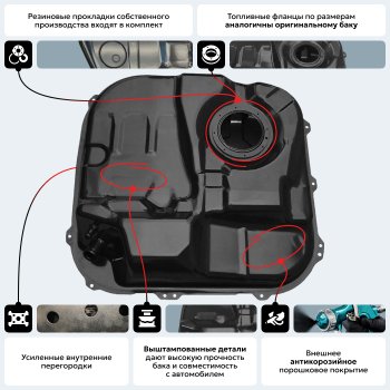 9 999 р. Топливный бак (645х690х245), (Дизель + Бензин), (антикоррозия) сталь ORKA Toyota Corolla Verso Е120 (2001-2004)  с доставкой в г. Владивосток. Увеличить фотографию 17