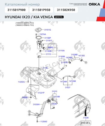 10 849 р. Топливный бак сталь (антикоррозия) Hyundai i20 PB хэтчбэк дорестайлинг (2008-2012)  с доставкой в г. Владивосток. Увеличить фотографию 11