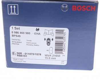 1 289 р. Колодки тормозные передние (4шт.) BOSCH Mitsubishi Lancer 10 седан дорестайлинг (2007-2010)  с доставкой в г. Владивосток. Увеличить фотографию 4