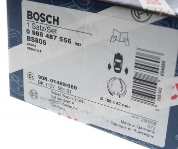 1 849 р. Колодки тормозные задние барабанные (4шт.) BOSCH Renault Logan 2 дорестайлинг (2014-2018)  с доставкой в г. Владивосток. Увеличить фотографию 4