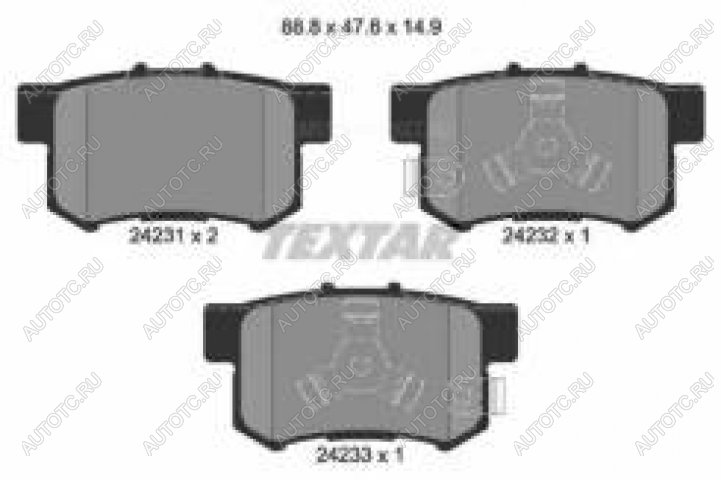 3 099 р. Колодки тормозные задние (4шт.) TEXTAR  Honda CR-V  RD4,RD5,RD6,RD7,RD9  (2001-2006) дорестайлинг, рестайлинг  с доставкой в г. Владивосток