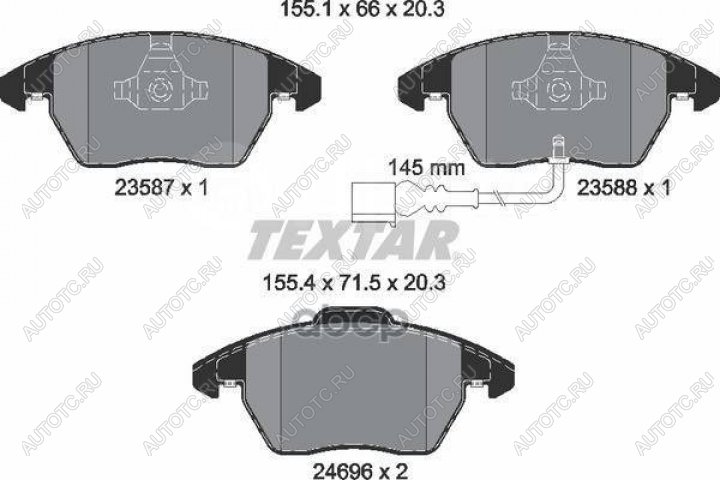 5 199 р. Колодки тормозные передние (4шт.) TEXTAR Audi A3 8PA хэтчбэк 5 дв. 3-ий рестайлинг (2010-2013)  с доставкой в г. Владивосток