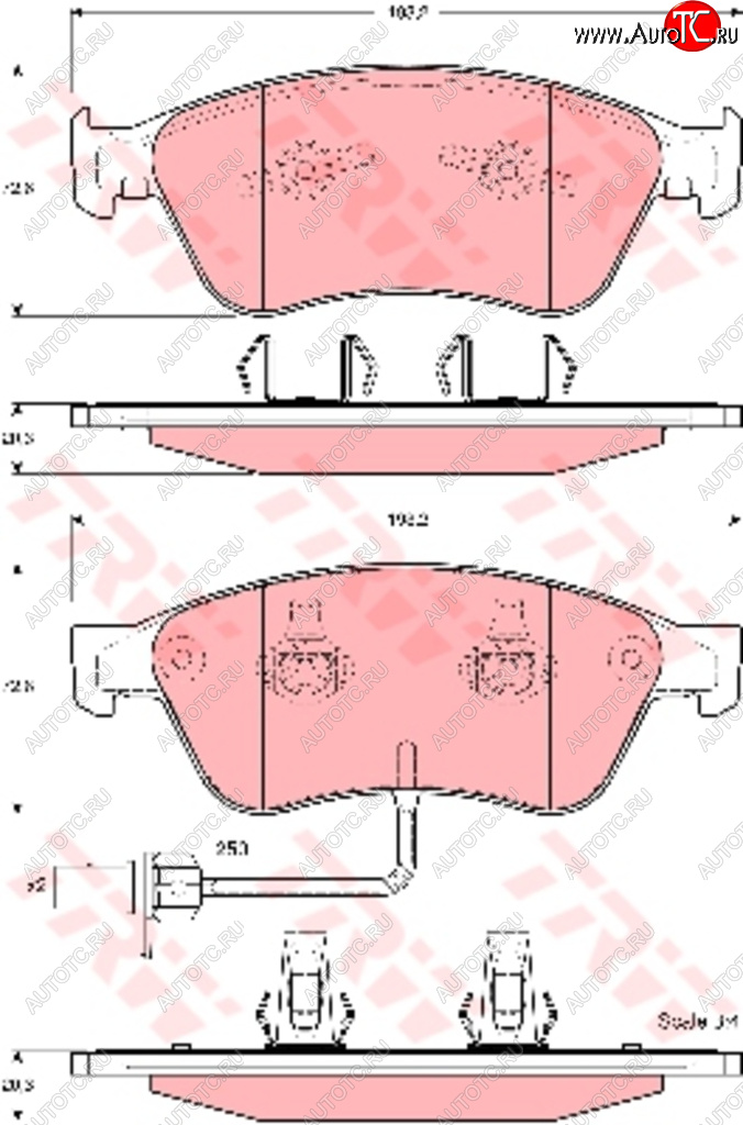 8 649 р. Колодки тормозные передние (4шт.) TRW Audi A8 D3 дорестайлинг (2002-2005)  с доставкой в г. Владивосток