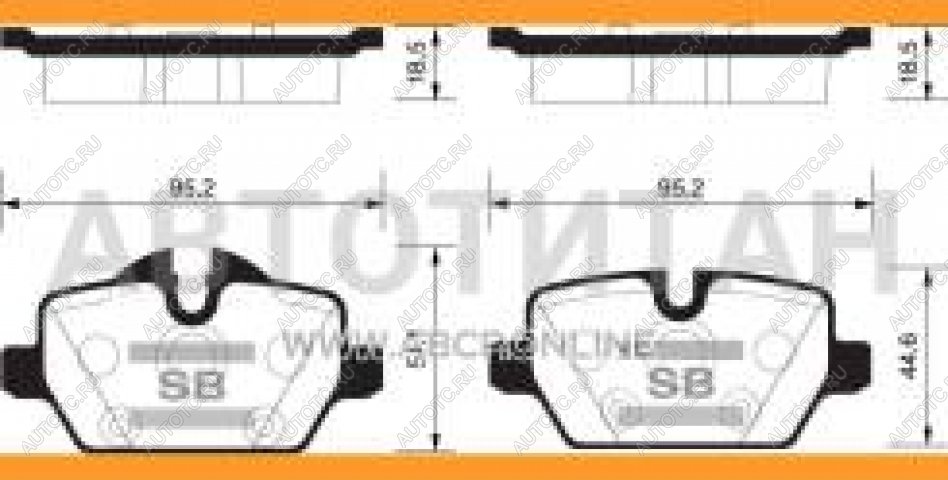 1 649 р. Колодки тормозные задние (4шт.) SANGSIN  BMW 1 серия  E87 - 3 серия  E90  с доставкой в г. Владивосток