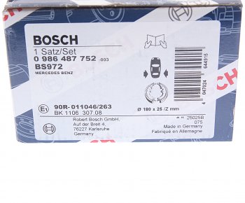 3 279 р. Колодки тормозные задние барабанные (4шт.) BOSCH  Mercedes-Benz E-Class  W212 (2009-2017) дорестайлинг седан, рестайлинг седан  с доставкой в г. Владивосток. Увеличить фотографию 5