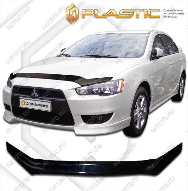 2 099 р. Дефлектор капота CA-Plastic  Mitsubishi Lancer  10 (2007-2017) седан дорестайлинг, хэтчбэк дорестайлинг, седан рестайлинг, хэтчбек 5 дв рестайлинг (Classic черный)  с доставкой в г. Владивосток