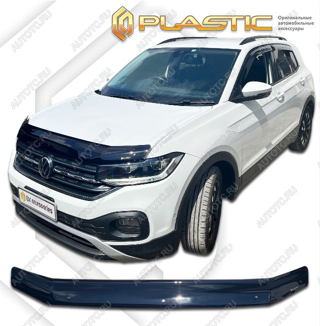 1 999 р. Дефлектор капота CA-Plastic  Volkswagen T-Cross (2019-2025) (серия Classic черный)  с доставкой в г. Владивосток