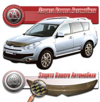 2 249 р. Дефлектор капота CA-Plastiс  CITROEN C-crosser (2007-2012) (серия Шелкография карбон золото)  с доставкой в г. Владивосток. Увеличить фотографию 1