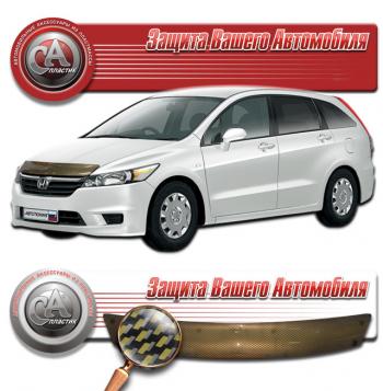 2 299 р. Дефлектор капота CA-Plastiс  Honda Stream  2 RN6,RN7, RN8, RN9 (2006-2014) дорестайлинг, рестайлинг (серия Шелкография карбон золото)  с доставкой в г. Владивосток. Увеличить фотографию 1