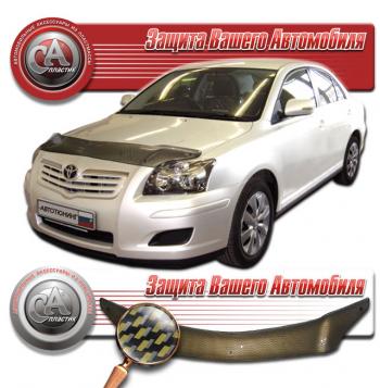 2 199 р. Дефлектор капота CA-Plastiс  Toyota Avensis  T250 универсал (2003-2008) дорестайлинг, рестайлинг (серия Шелкография карбон золото)  с доставкой в г. Владивосток. Увеличить фотографию 1