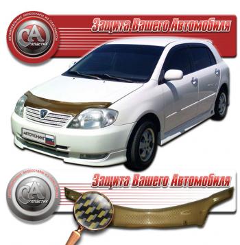 2 299 р. Дефлектор капота CA-Plastiс  Toyota Corolla Runx  E120 (1999-2004) хэтчбэк 5 дв. дорестайлинг, хэтчбэк 5 дв. 1-ый рестайлинг (серия Шелкография карбон золото)  с доставкой в г. Владивосток. Увеличить фотографию 1