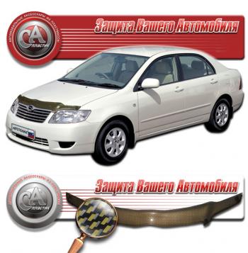 2 149 р. Дефлектор капота CA-Plastiс  Toyota Corolla  E120 (2004-2007) седан рестайлинг (серия Шелкография карбон золото)  с доставкой в г. Владивосток. Увеличить фотографию 1