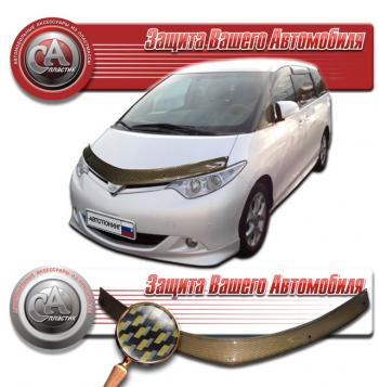 2 199 р. Дефлектор капота CA-Plastiс  Toyota Estima  AHR20,XR50 (2006-2008) дорестайлинг (серия Шелкография карбон золото)  с доставкой в г. Владивосток. Увеличить фотографию 1