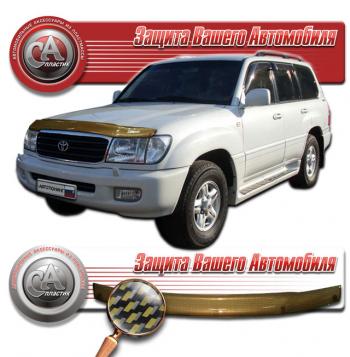 2 169 р. Дефлектор капота CA-Plastiс  Toyota Land Cruiser  100 (1998-2002) дорестайлинг (серия Шелкография карбон золото)  с доставкой в г. Владивосток. Увеличить фотографию 1