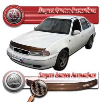 1 989 р. Дефлектор капота CA-Plastiс  Daewoo Nexia  дорестайлинг (1995-2008) (серия Шелкография карбон медь)  с доставкой в г. Владивосток. Увеличить фотографию 1