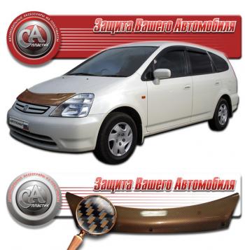 2 299 р. Дефлектор капота CA-Plastiс  Honda Stream  1 RN1,RN3 (2000-2004)  дорестайлинг (серия Шелкография карбон медь)  с доставкой в г. Владивосток. Увеличить фотографию 1