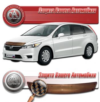 2 299 р. Дефлектор капота CA-Plastiс  Honda Stream  2 RN6,RN7, RN8, RN9 (2006-2014) дорестайлинг, рестайлинг (серия Шелкография карбон медь)  с доставкой в г. Владивосток. Увеличить фотографию 1